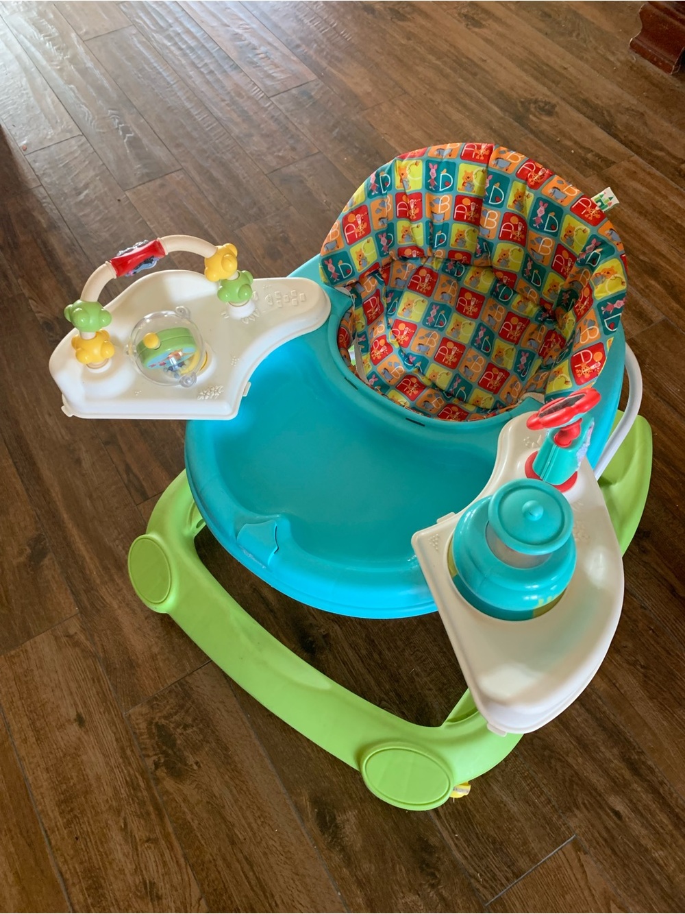 Disney Baby Walker in Teal, Green, Red and Yellow - Winnie the Pooh